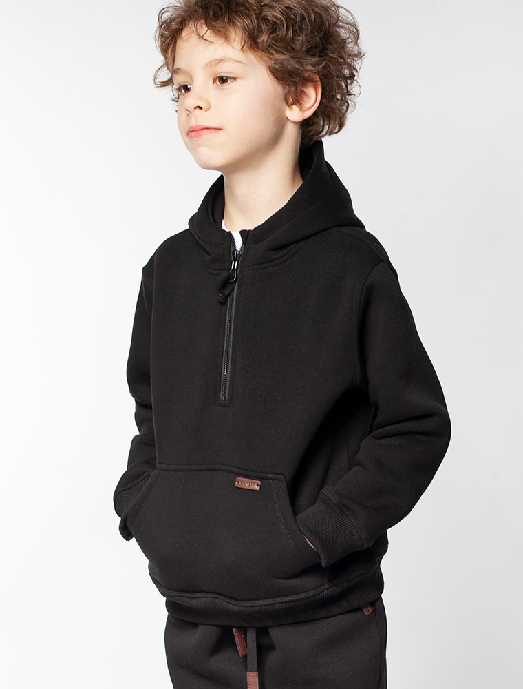 картинка Джемпер-Худи для мальчика черный магазин Одежда+ являющийся официальным дистрибьютором в России 